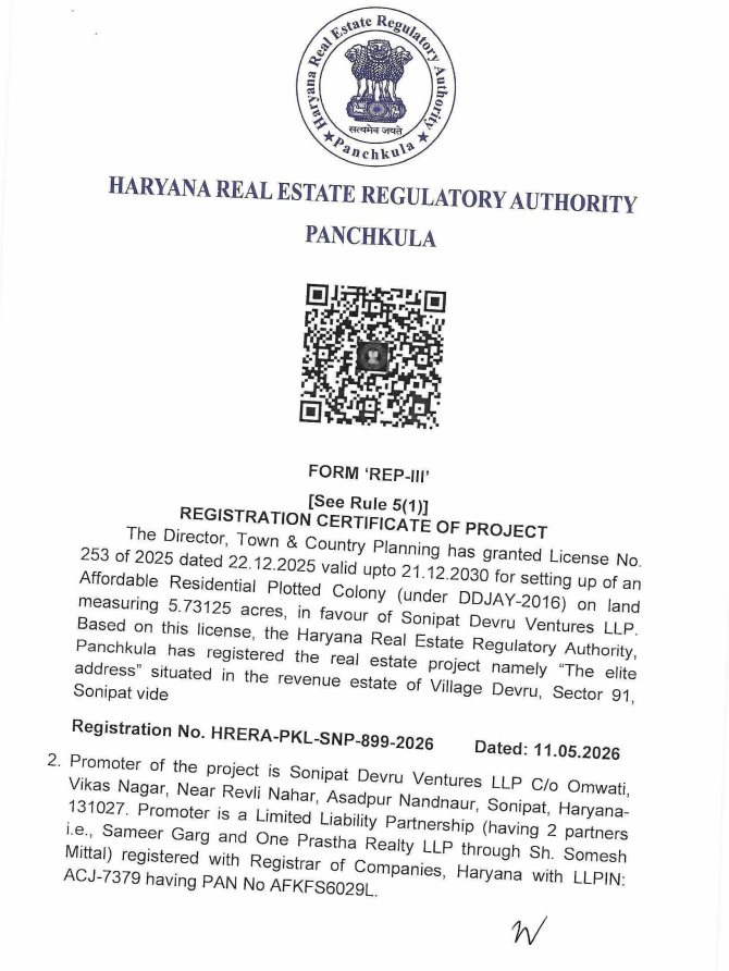 Rera For The Elite Address